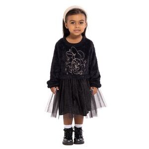 NWT Minnie Mouse Toddler Girls Fuzzy Long Sleeve Tulle Tutu Dress - 18 Months